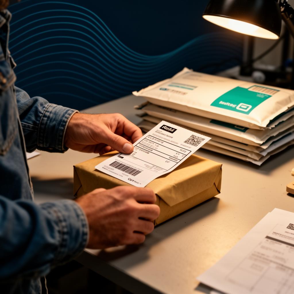 Marketer reviewing pinned printed campaign layouts