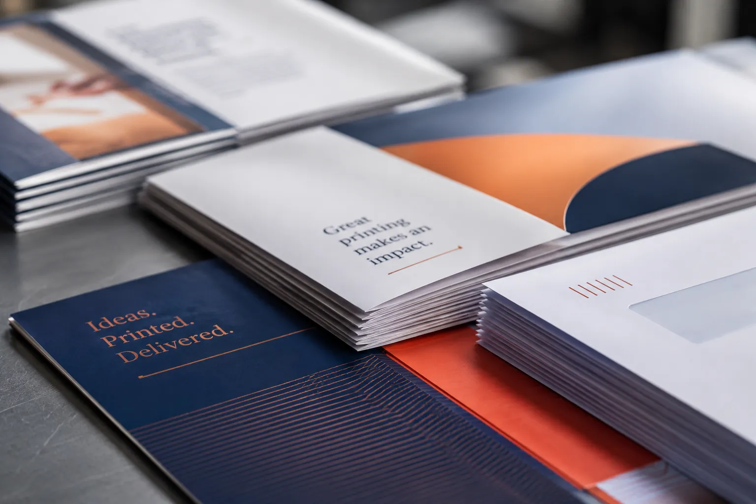 Direct mail and finished print samples.